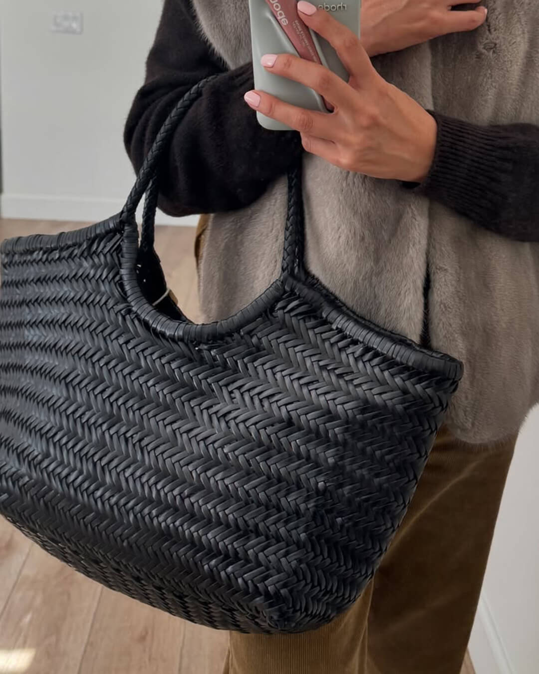 Rica vævet taske i kunstlæder