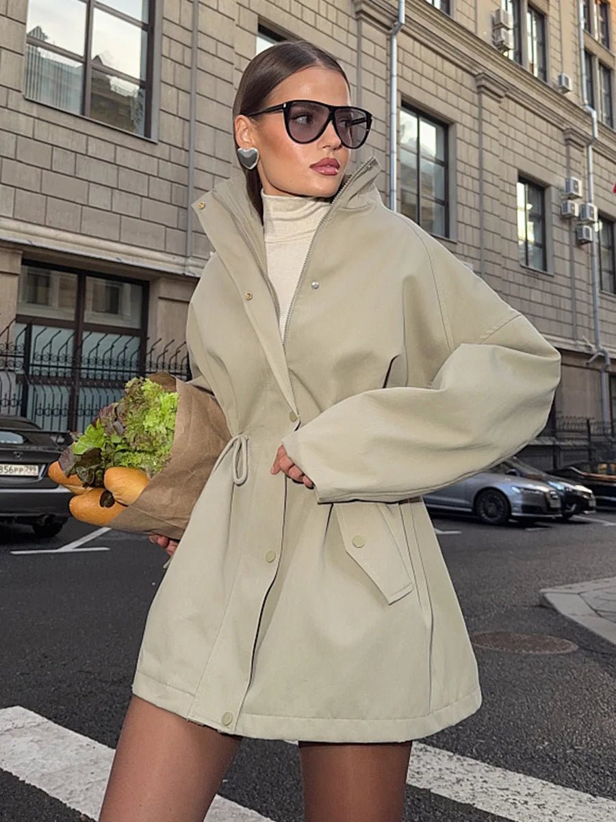 SEAME - Ava Drawstring Trench Coat Khaki M