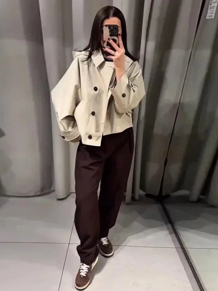 SEAME - Eleanor Hooded Trench Coat Beige M