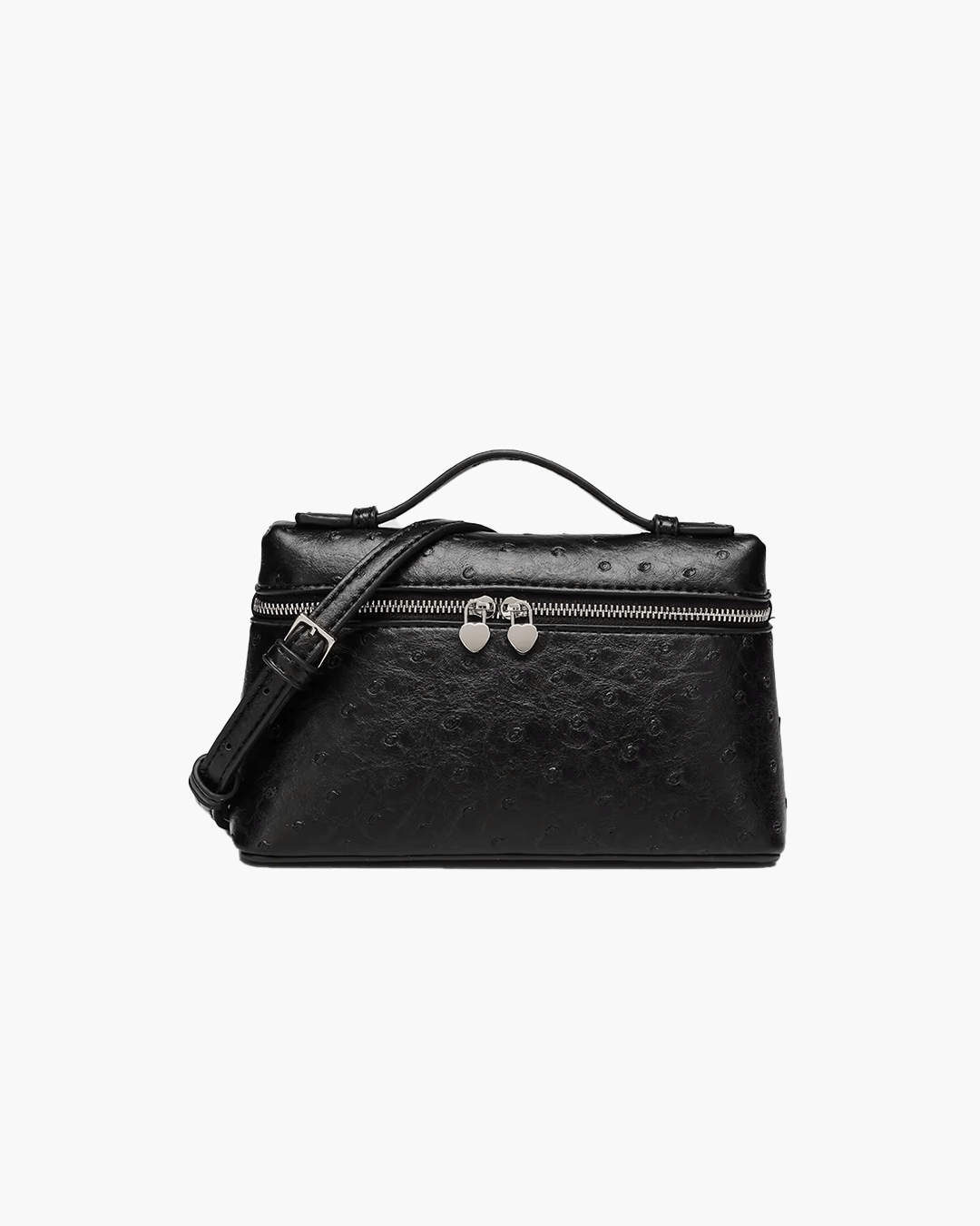 SEAME - Felicia Ostrich inspired Leather Vanity Bag Black Regular