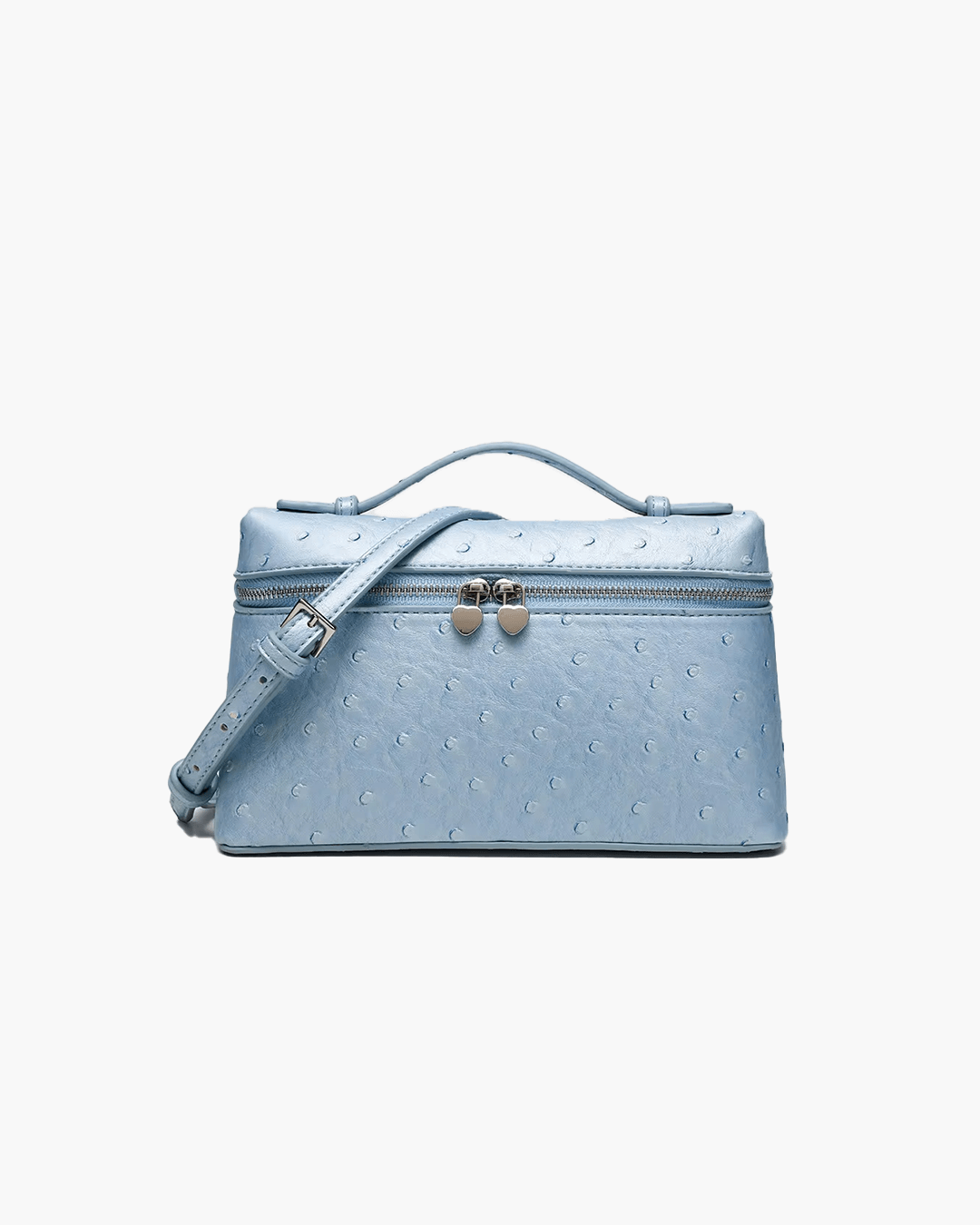 SEAME - Felicia Ostrich inspired Leather Vanity Bag Blue Regular