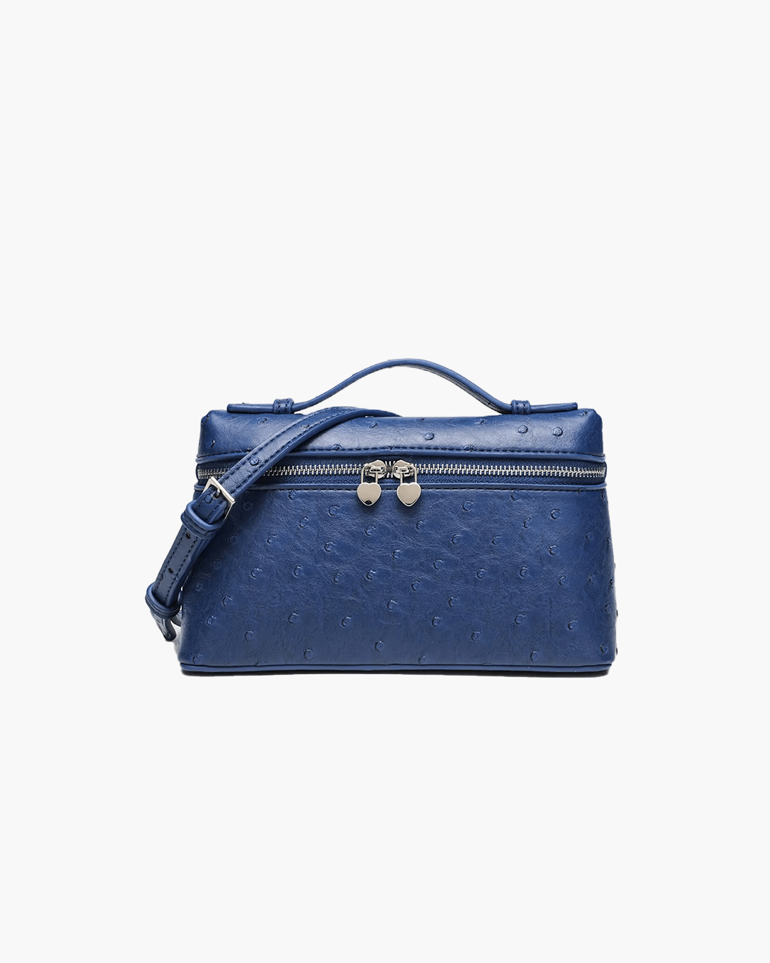 SEAME - Felicia Ostrich inspired Leather Vanity Bag Navy Regular