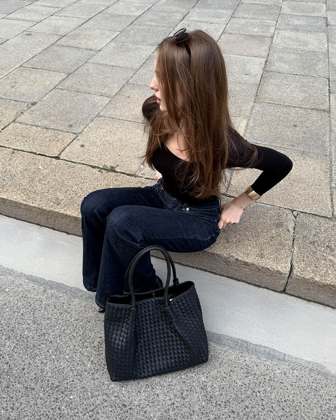 SEAME - Gracie Woven Bag XL Black Regular