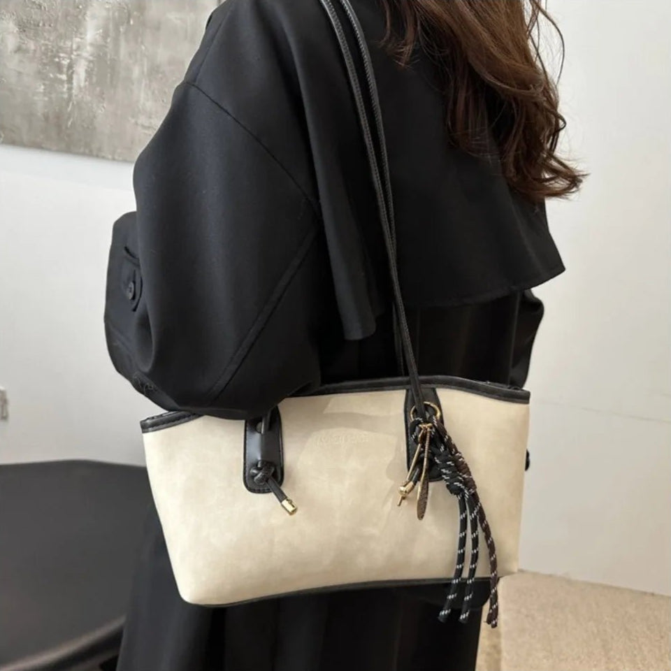 SEAME - Lucy - Shoulder Bag for Women, Large Capacity vegan Leather Fashion Handbag White