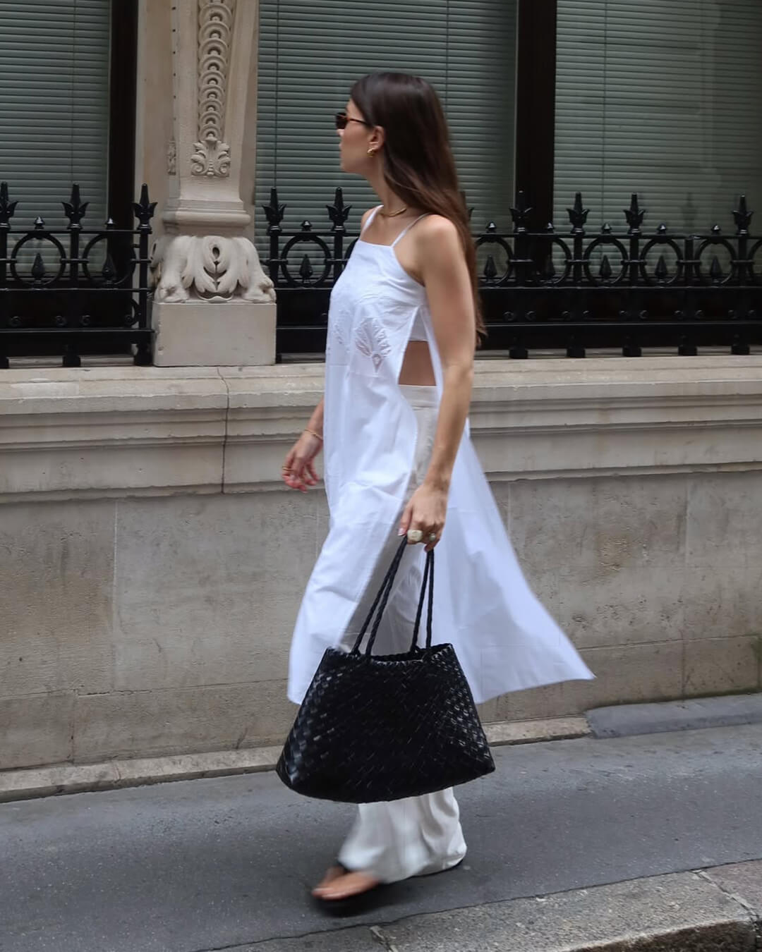 SEAME - Madeleine Vegan Leather Woven Bag Medium White Regular