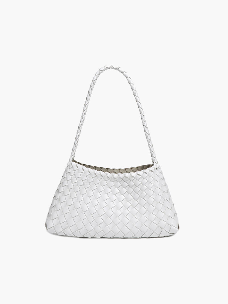 SEAME - Madeleine Vegan Leather Woven Bag Small White Small