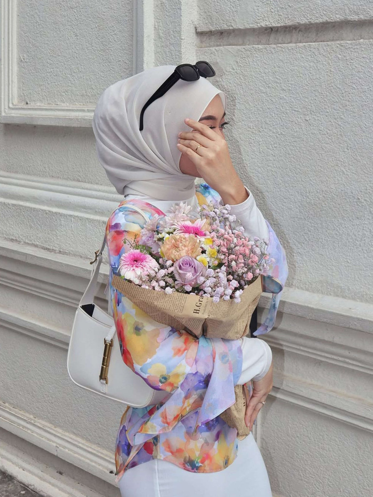 Seame - Rose clutch with strap White Regular