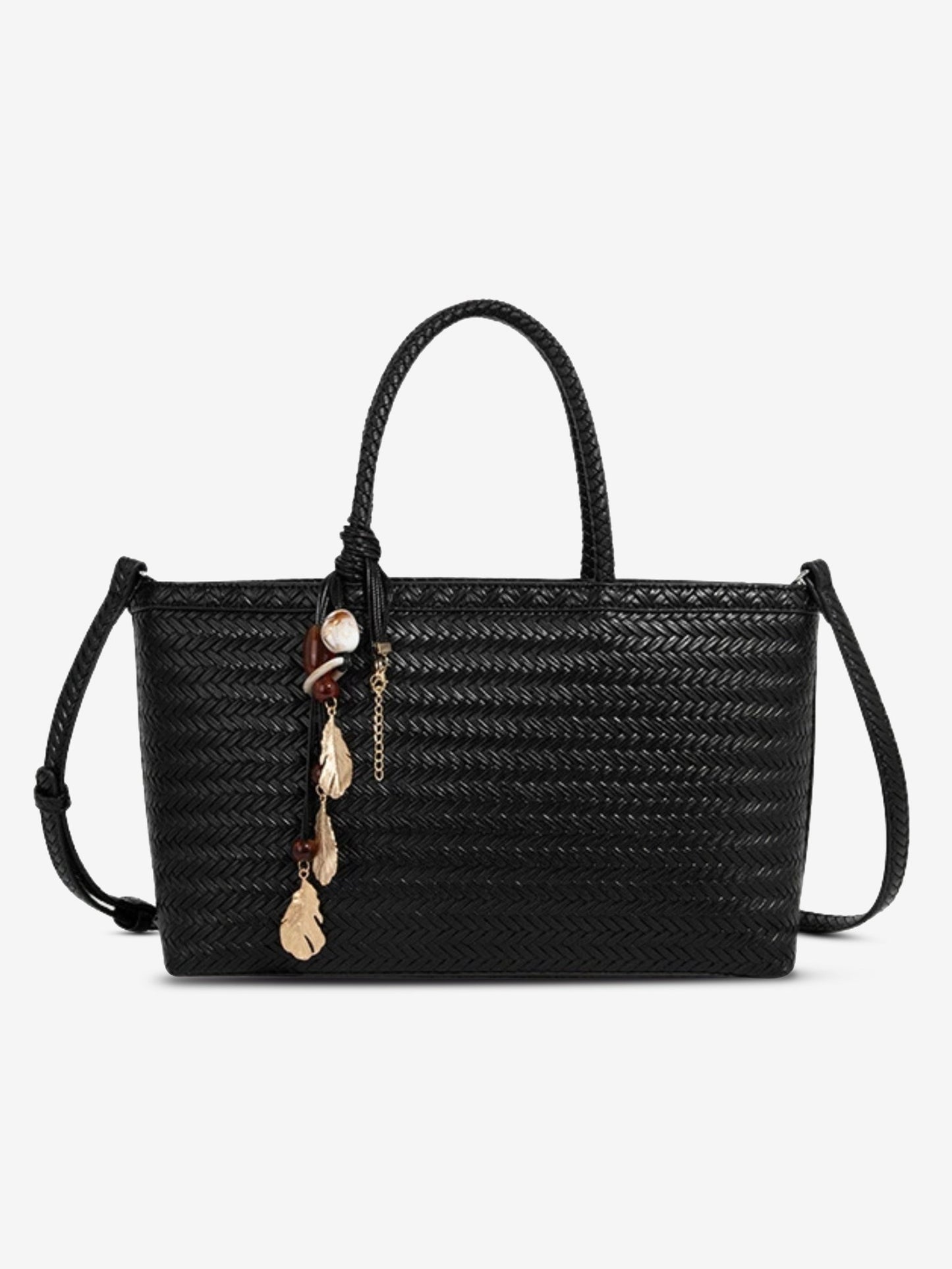 SEAME - SEAME - Isla Braided Tote Bag with Removable Strap & Charm Black