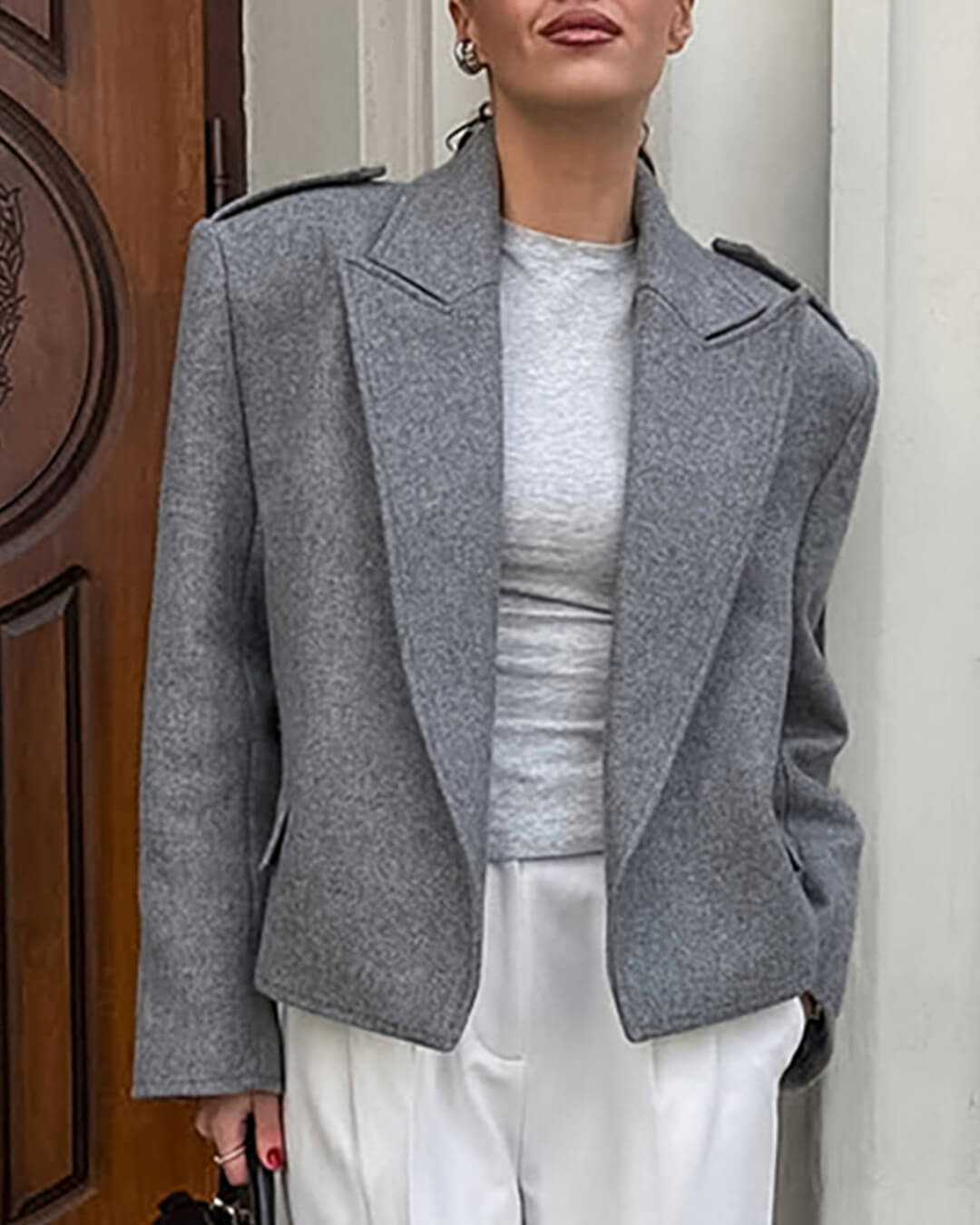 SEAME - Claude Blazer with Shoulder Pads Grey S