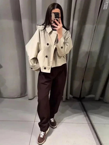 SEAME - Eleanor Hooded Trench Coat Beige M