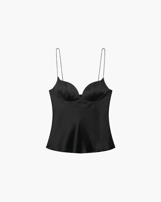 SEAME - Evelina Satin Sling Top Black M