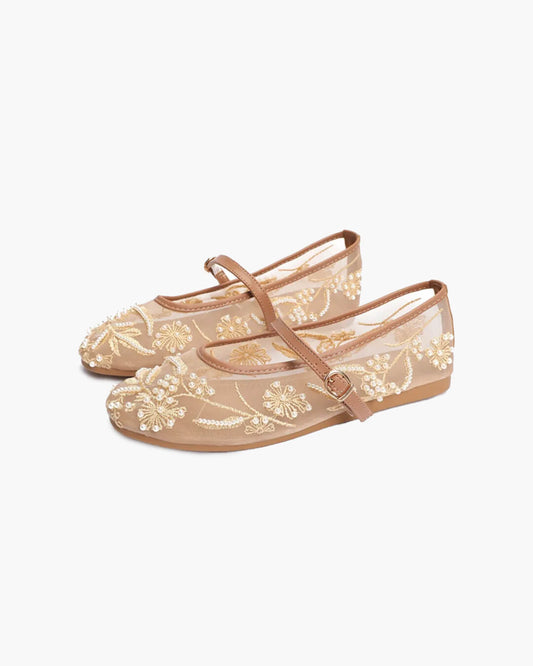 SEAME - Juliana Mesh Flat Shoes Beige 36